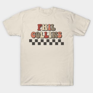 Phil Collins Checkered Retro Groovy Style T-Shirt